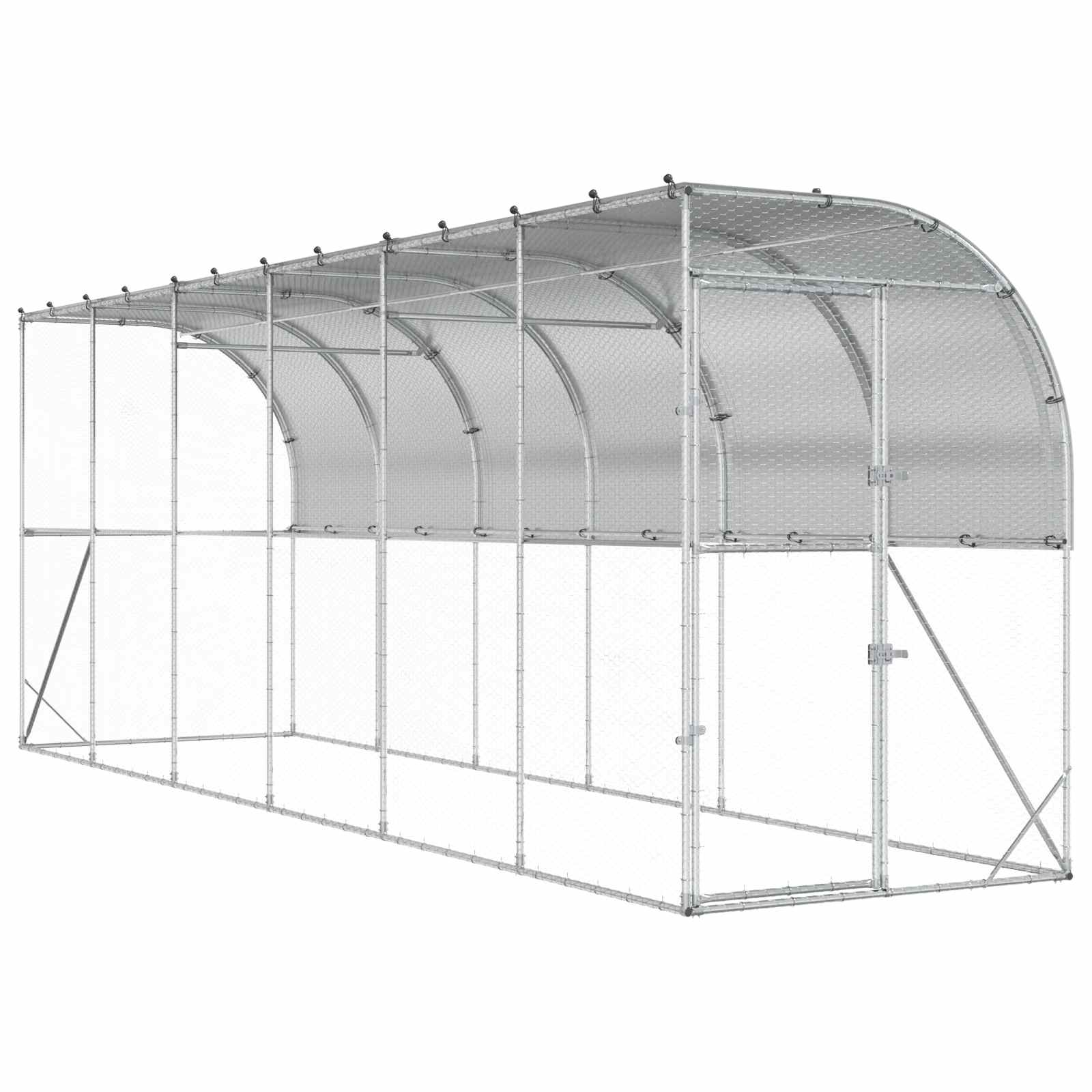 Hönshus mot Vägg Silver 600 x 150 x 215 cm Galvaniserat stål