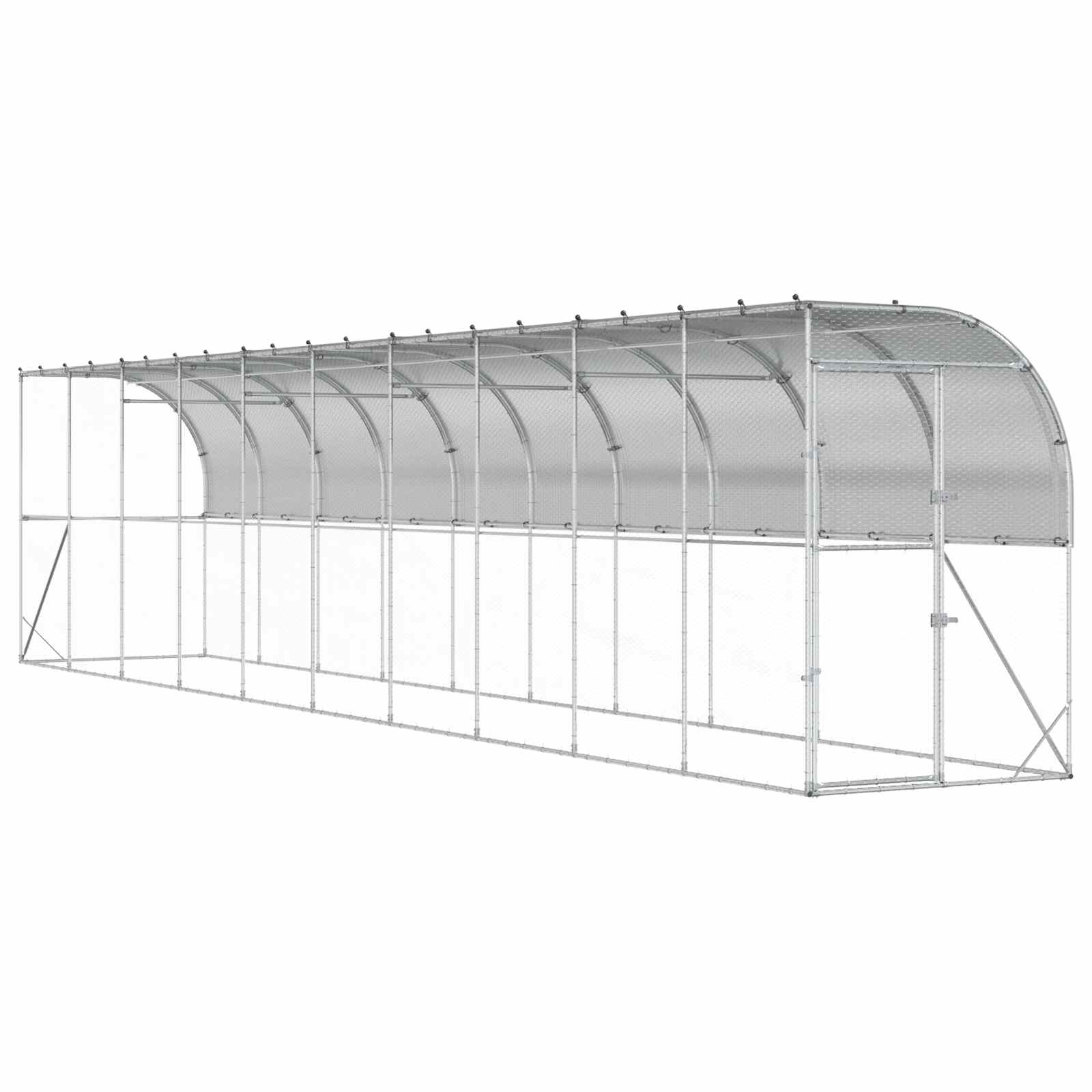 Hönshus mot Vägg Silver 600 x 150 x 215 cm Galvaniserat stål
