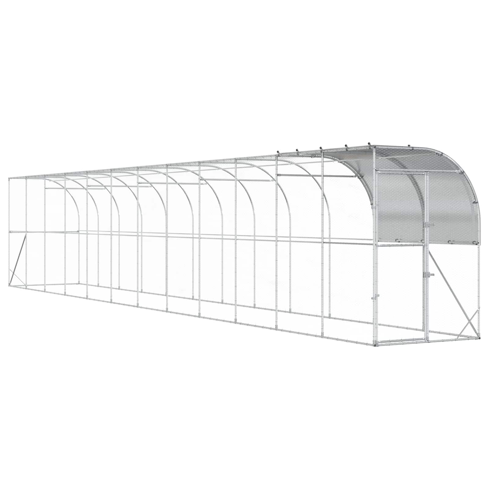 Hönshus mot Vägg Silver 1200 x 100 x 215 cm Galvaniserat stål