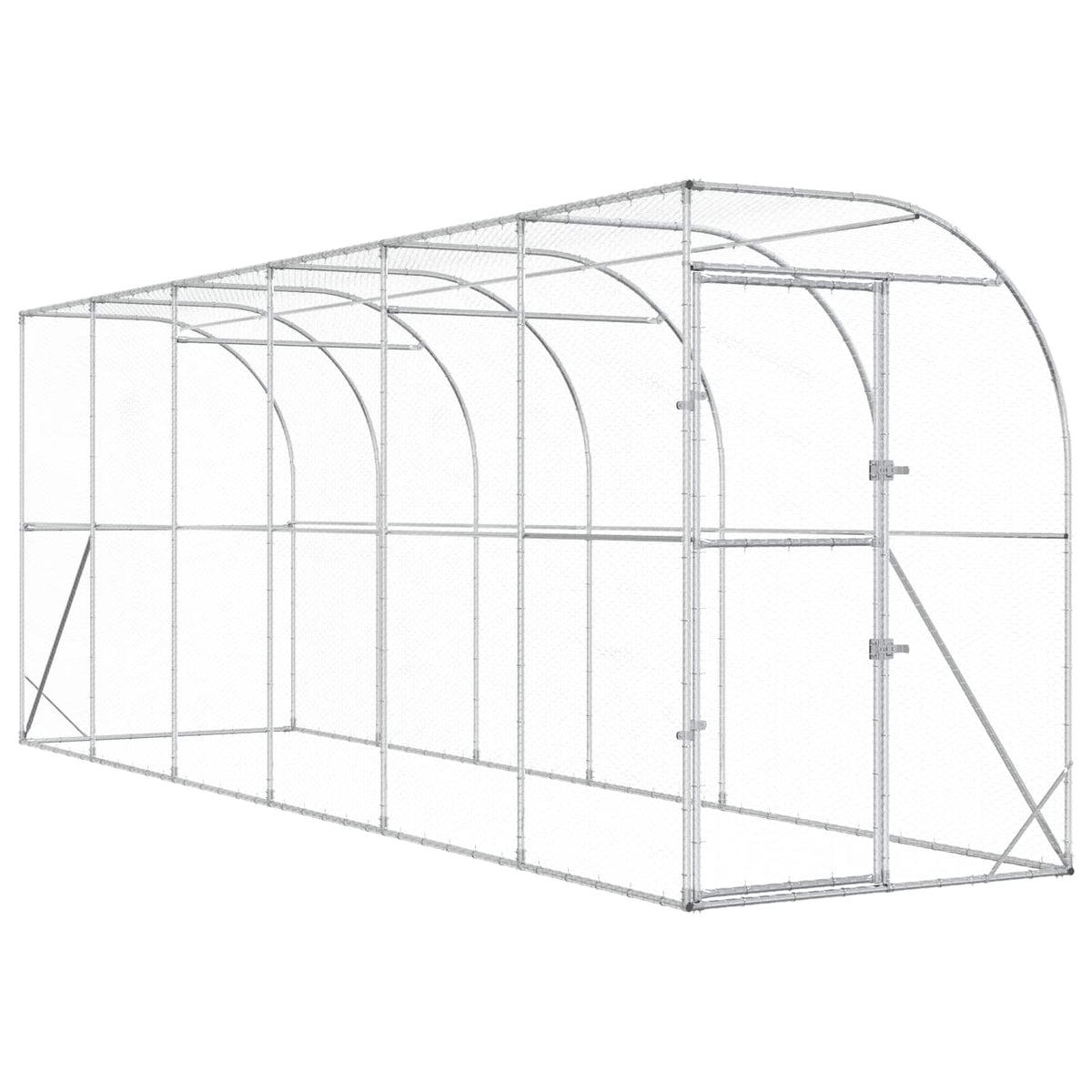 Hönshus mot Vägg Silver 600 x 150 x 215 cm Galvaniserat stål