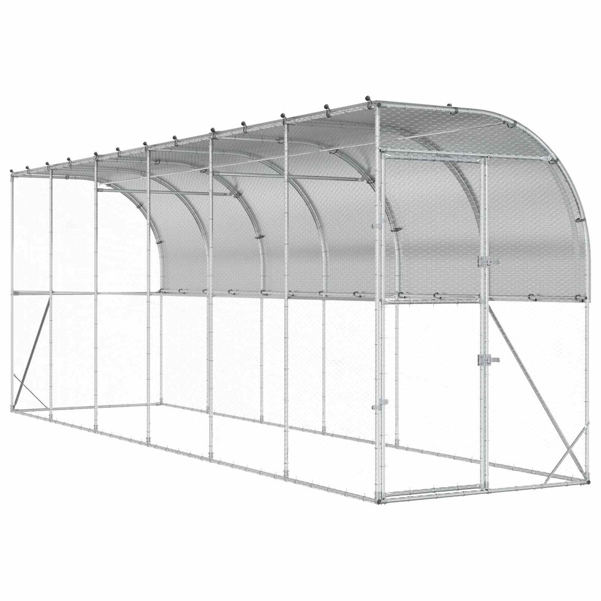 Hönshus mot Vägg Silver 600 x 150 x 215 cm Galvaniserat stål