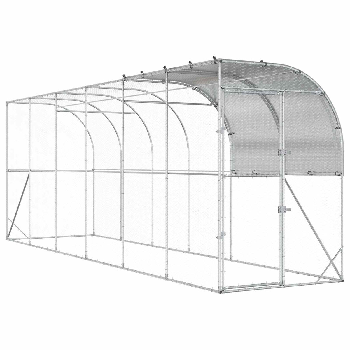 Hönshus mot Vägg Silver 600 x 150 x 215 cm Galvaniserat stål
