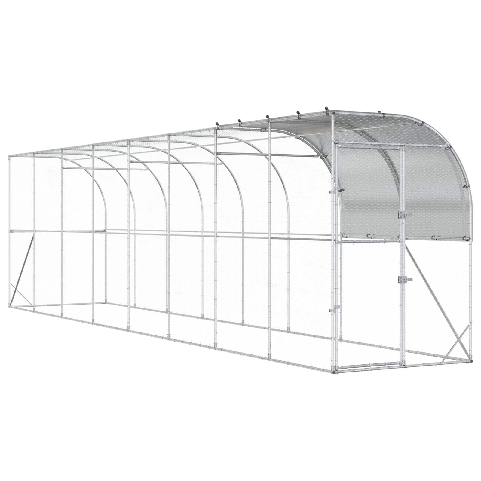 Hönshus mot Vägg Silver 800 x 150 x 215 cm Galvaniserat stål