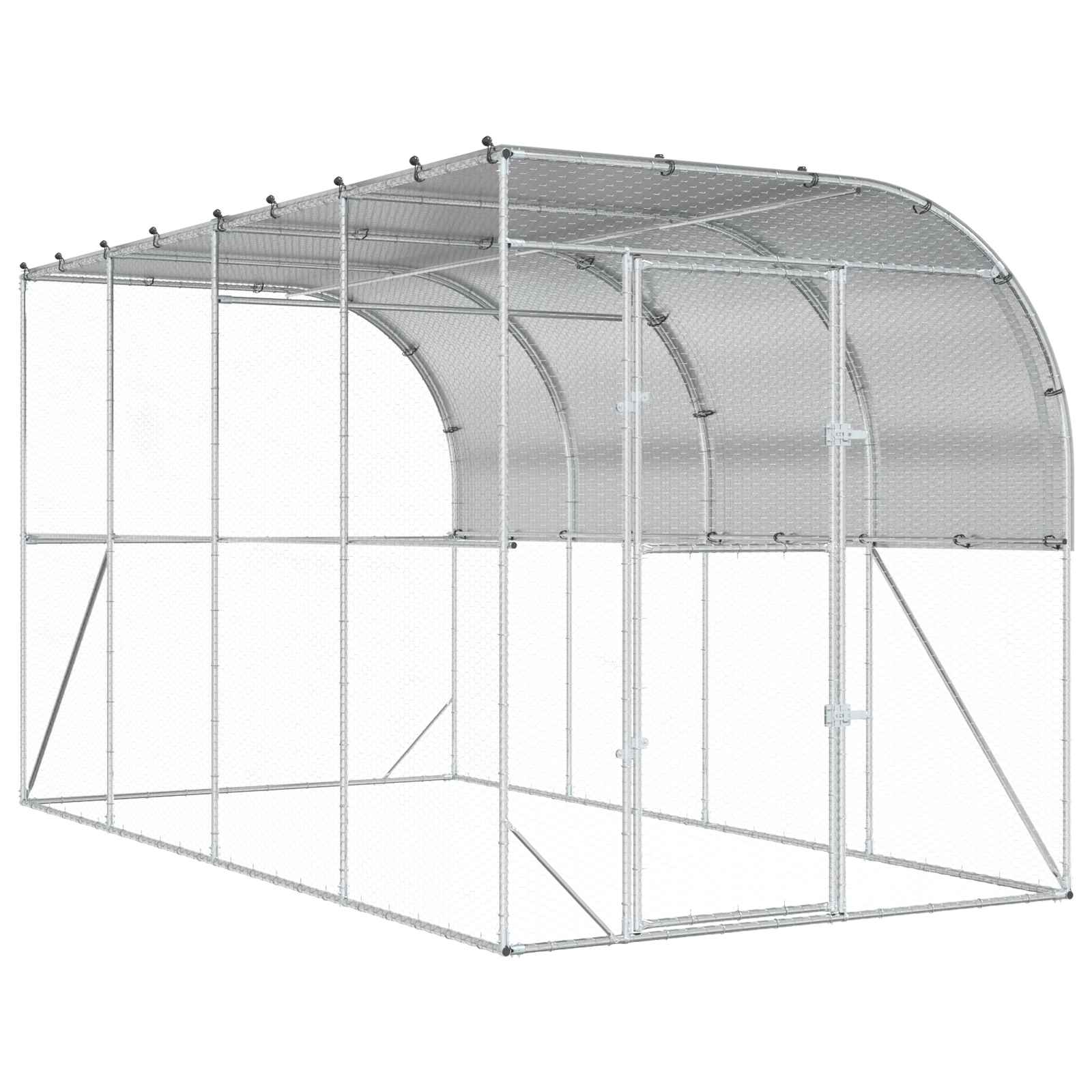 Hönshus mot Vägg Silver 600 x 150 x 215 cm Galvaniserat stål