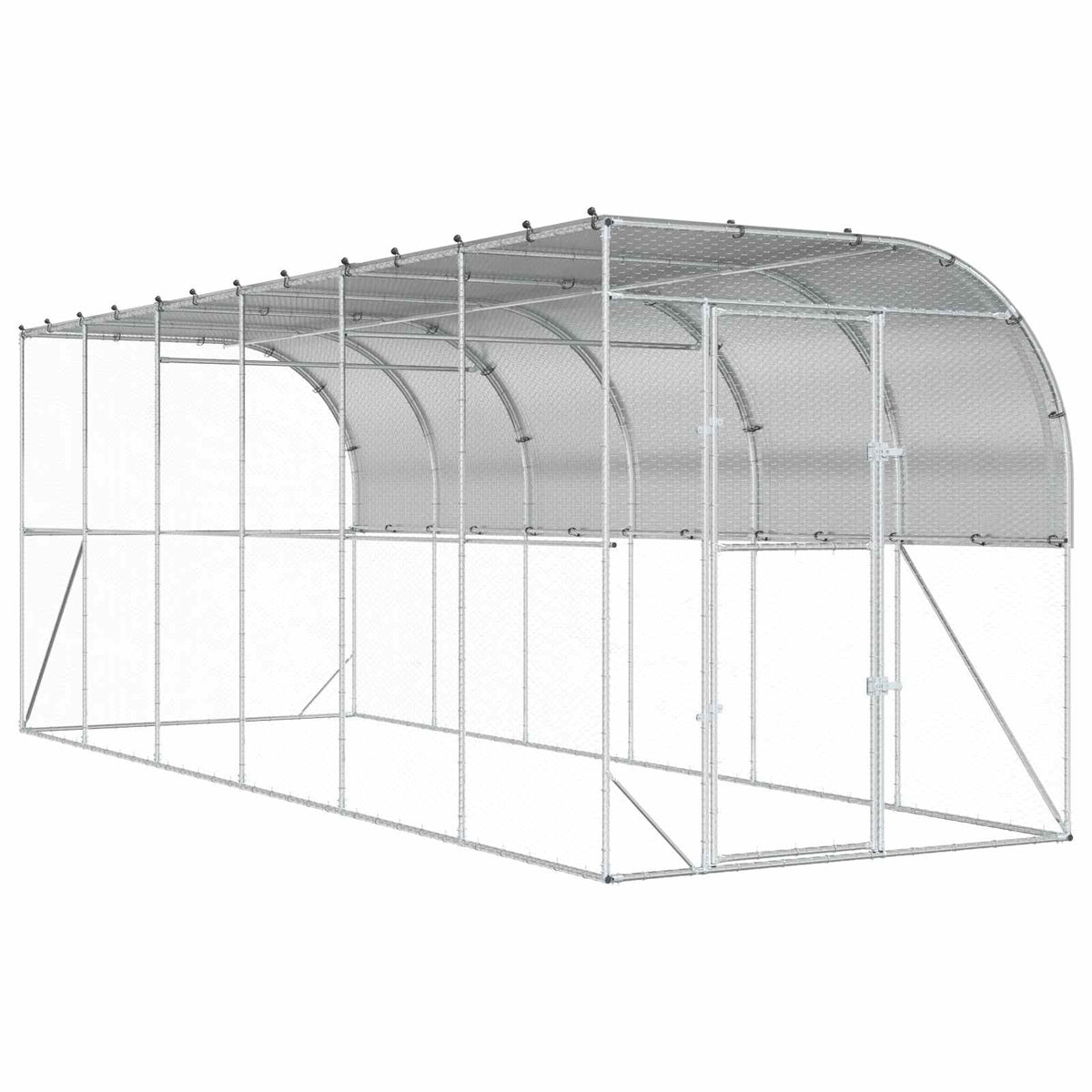 Hönshus mot Vägg Silver 600 x 150 x 215 cm Galvaniserat stål