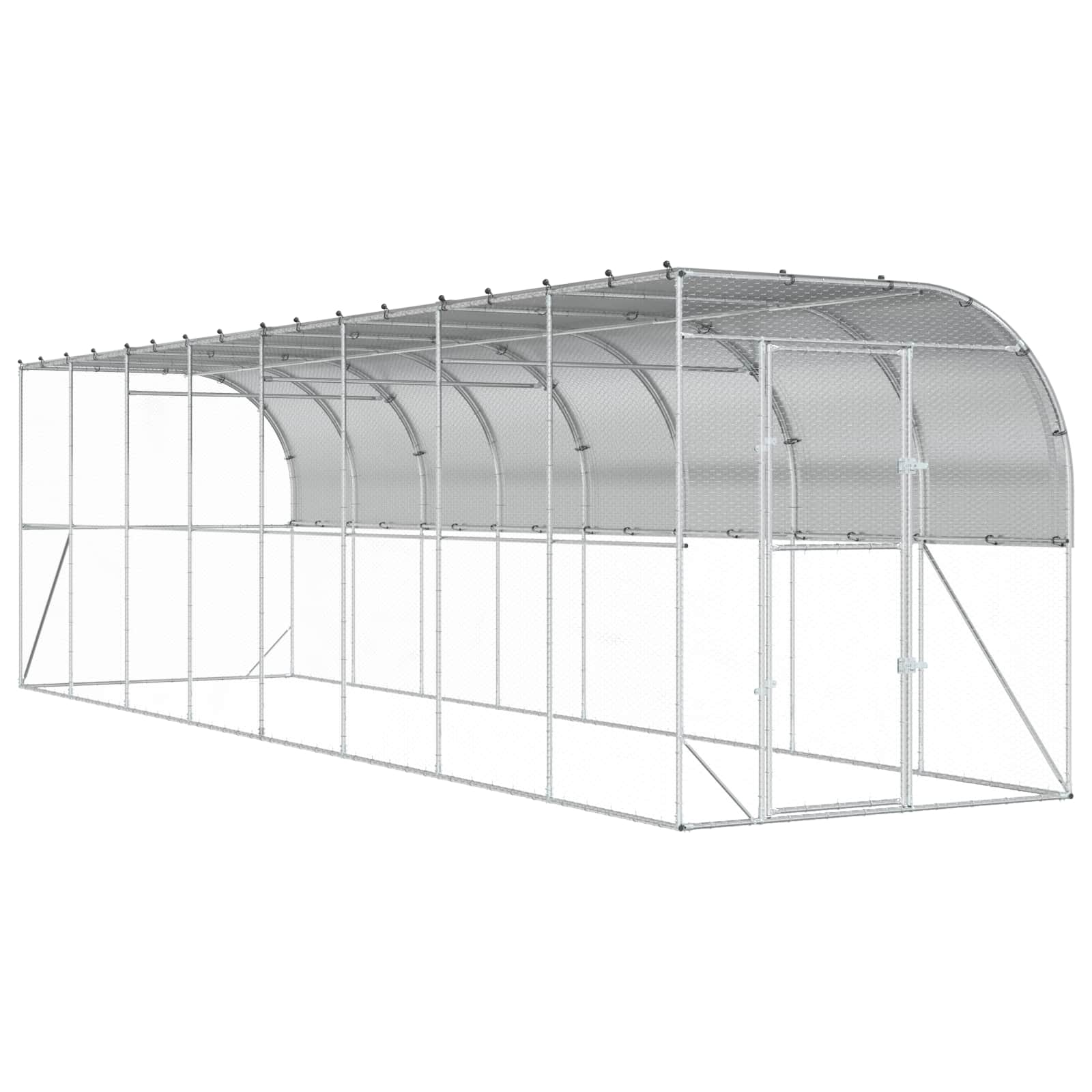 Hönshus mot Vägg Silver 600 x 150 x 215 cm Galvaniserat stål