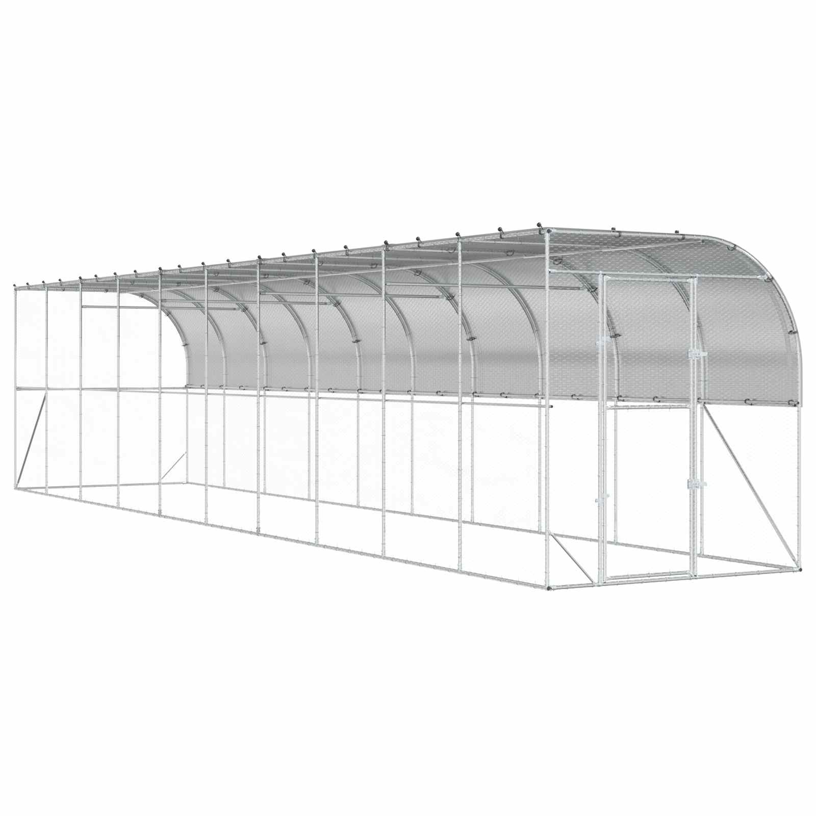 Hönshus mot Vägg Silver 600 x 150 x 215 cm Galvaniserat stål