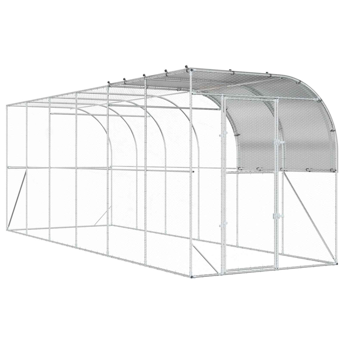 Hönshus mot Vägg Silver 600 x 200 x 215 cm Galvaniserat stål