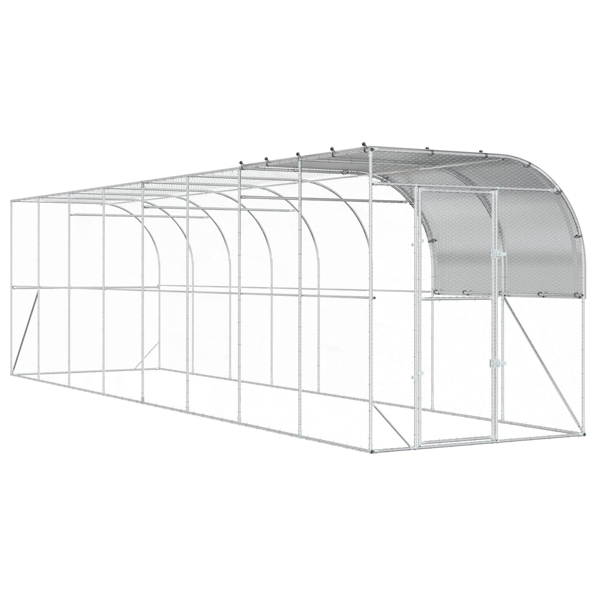 Hönshus mot Vägg Silver 800 x 200 x 215 cm Galvaniserat stål