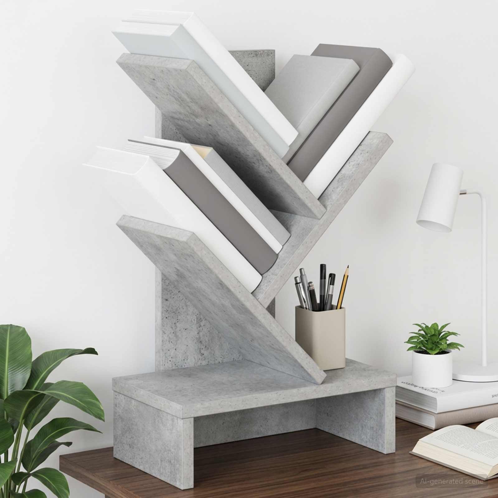 Trä Bokhylla 3-Tier 30 x 18 x 48 cm Konstruerat trä Betonggrå