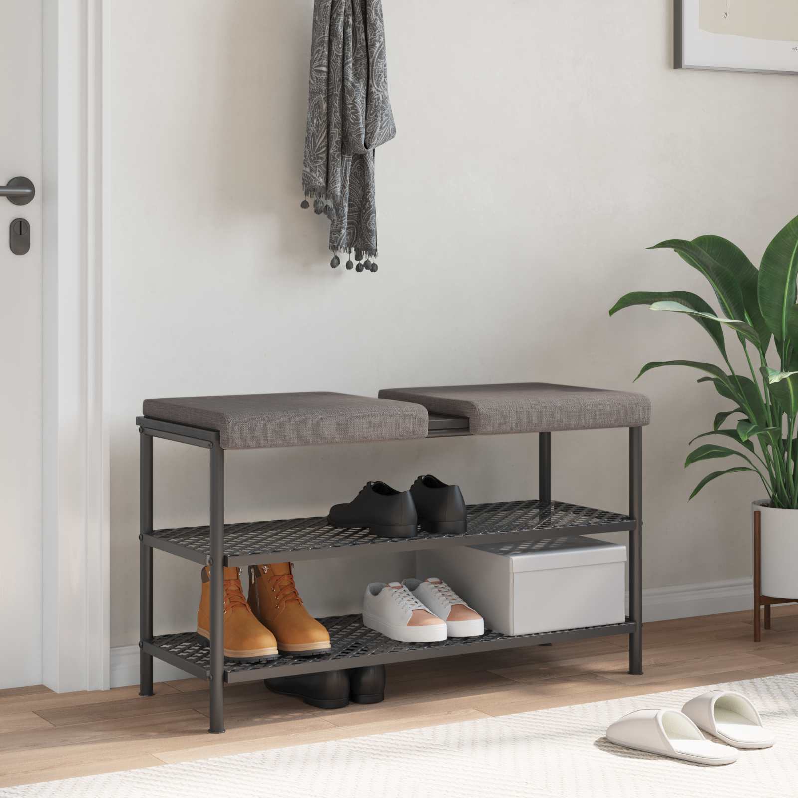 Bänk kudde 2 st Tyg Taupe Djup 35 cm