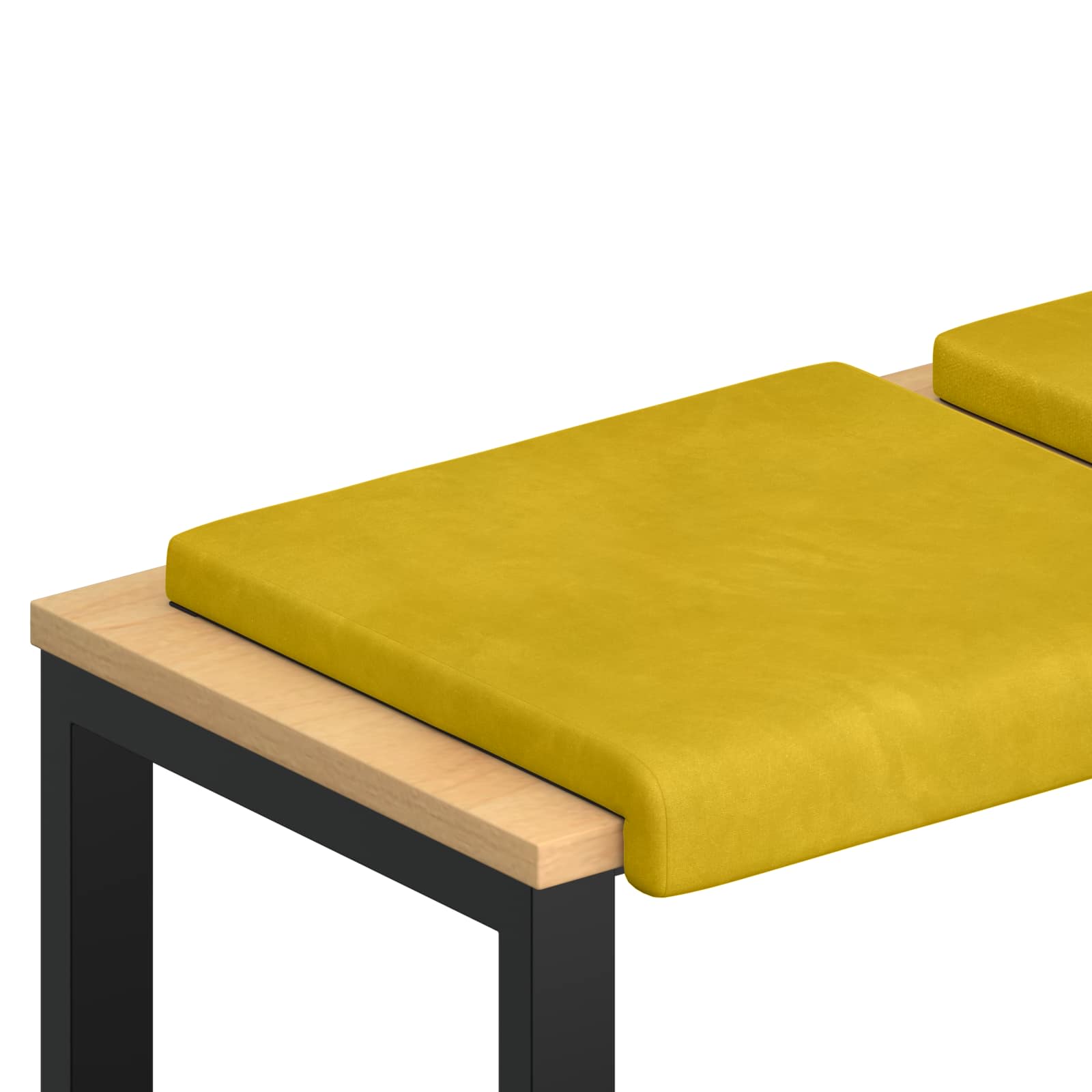 Bänk kudde 2 st Sammet Gul Djup 35 cm