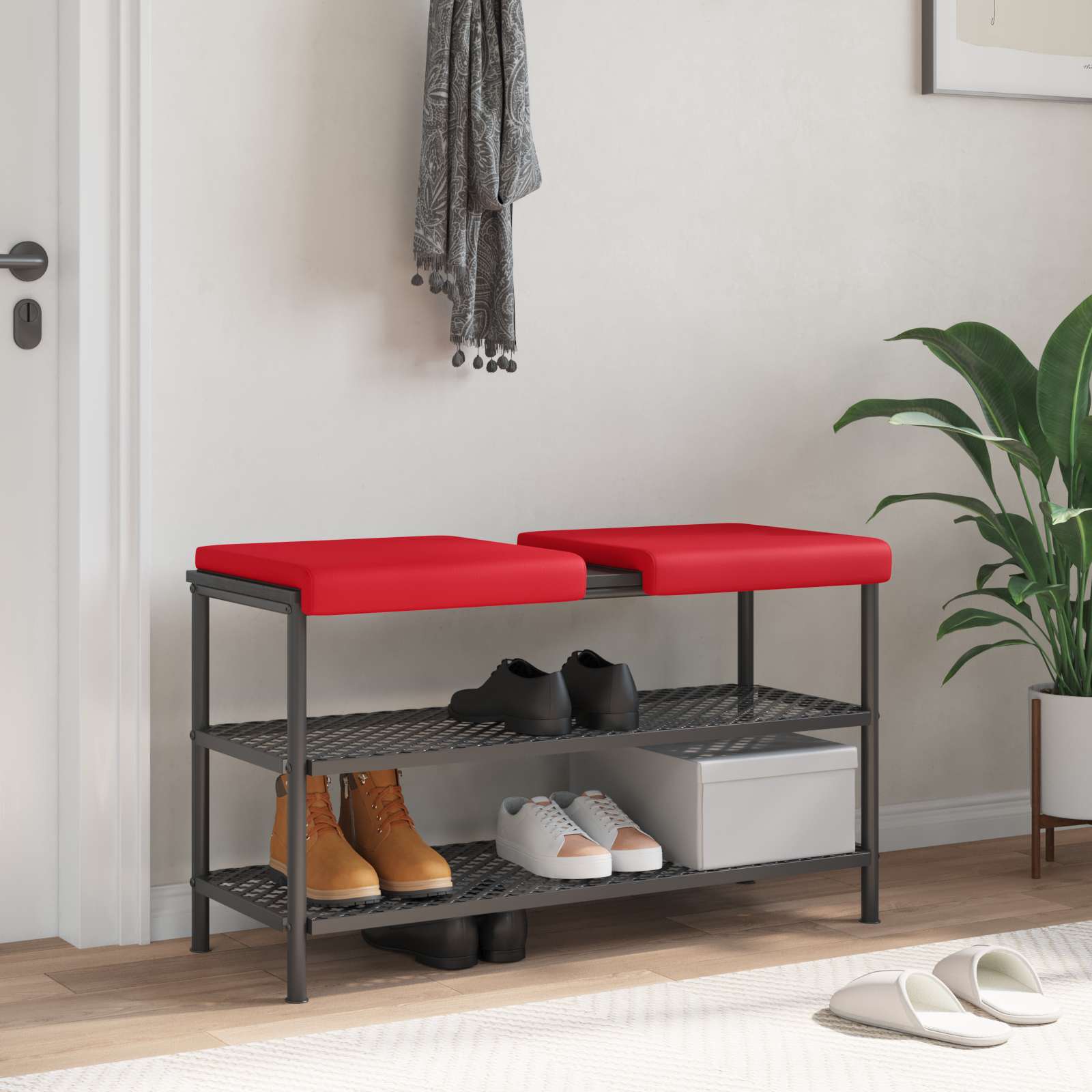 Bänk kudde 2 st Konstläder Röd Djup 35 cm