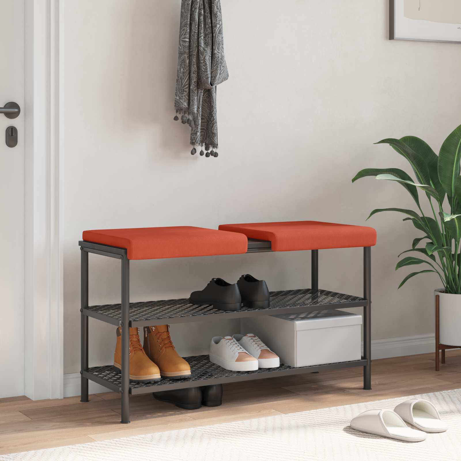Bänk kudde 2 st manchester Röd orange Djup 35 cm