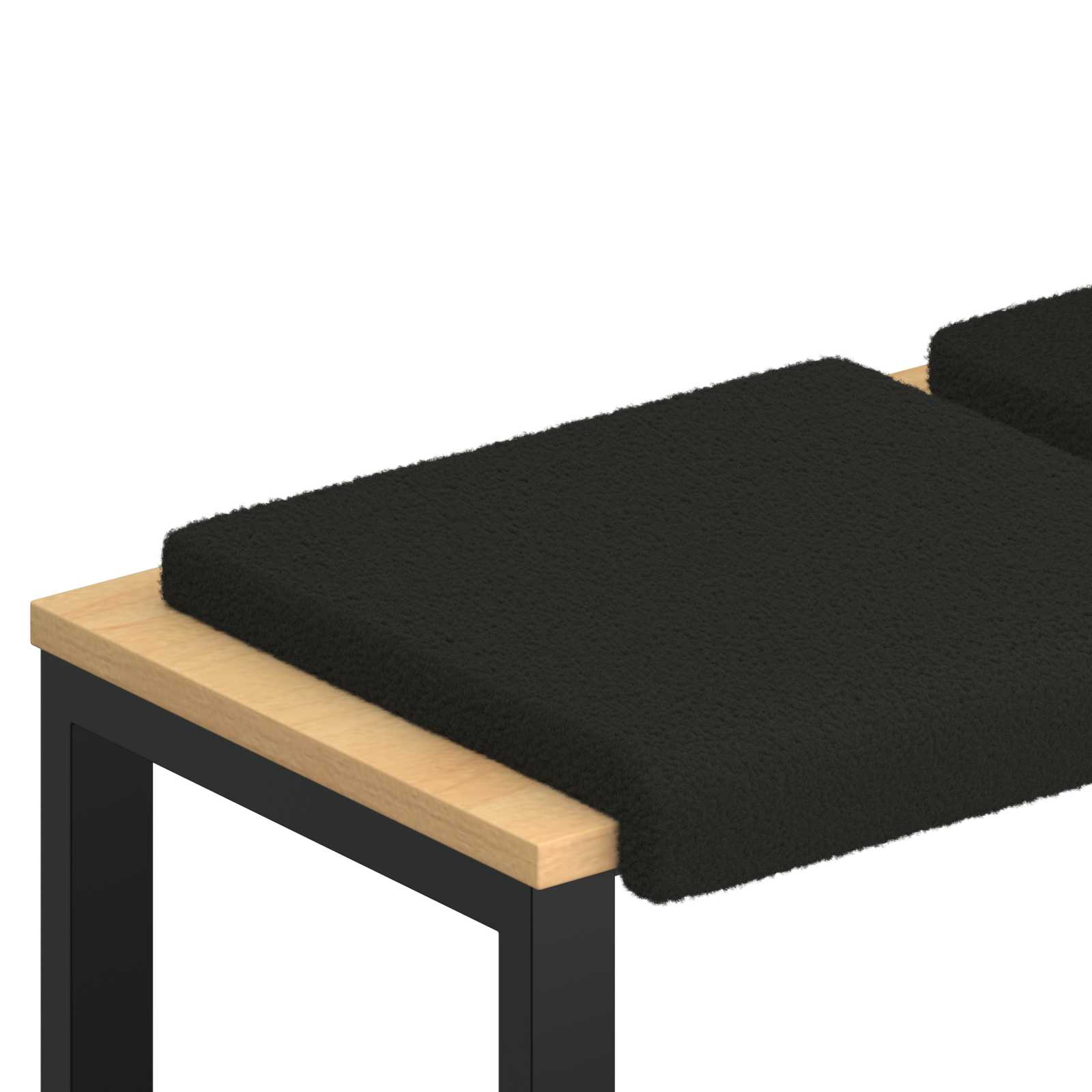 Bänk kudde 2 st Sherpa tyg Svart Djup 35 cm