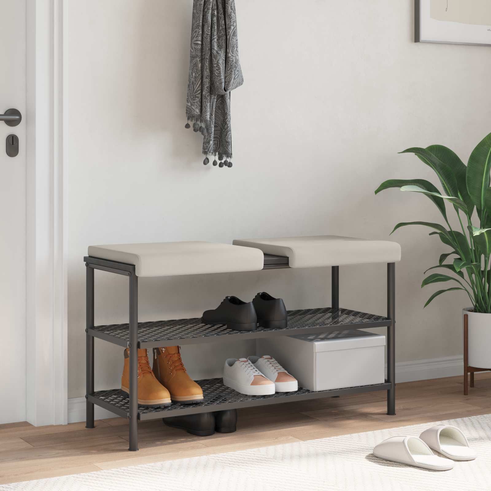 Bänk kudde 2 st Texturerad Sammet Havre Djup 35 cm