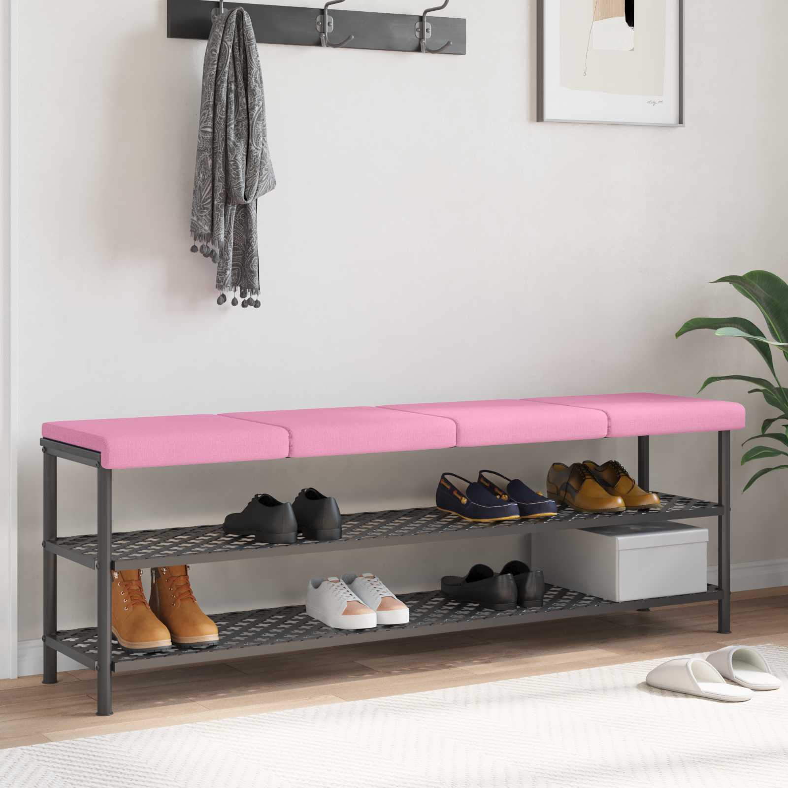 Bänk kudde 4 st Tyg Rosa Djup 35 cm