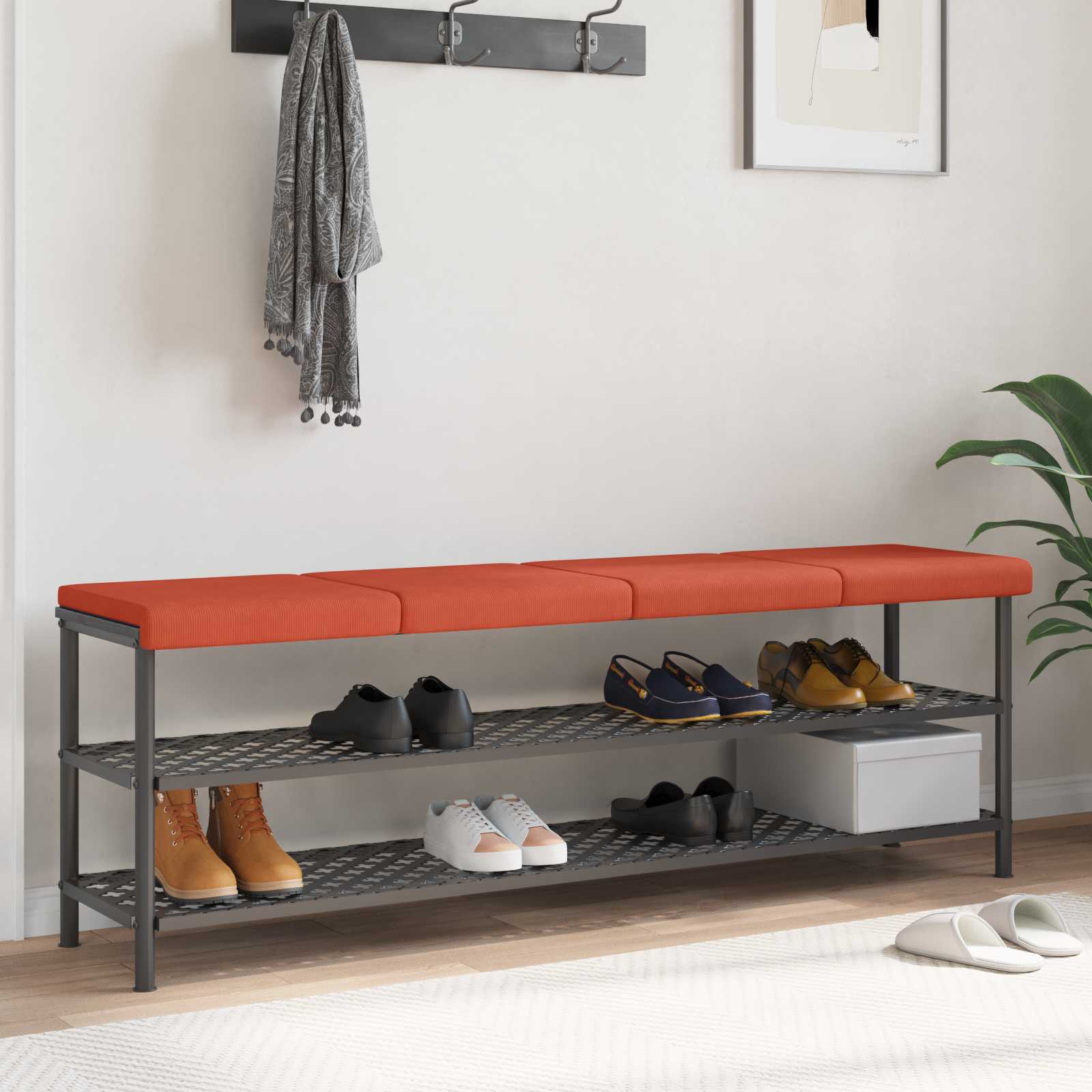 Bänk kudde 4 st manchester Röd orange Djup 35 cm