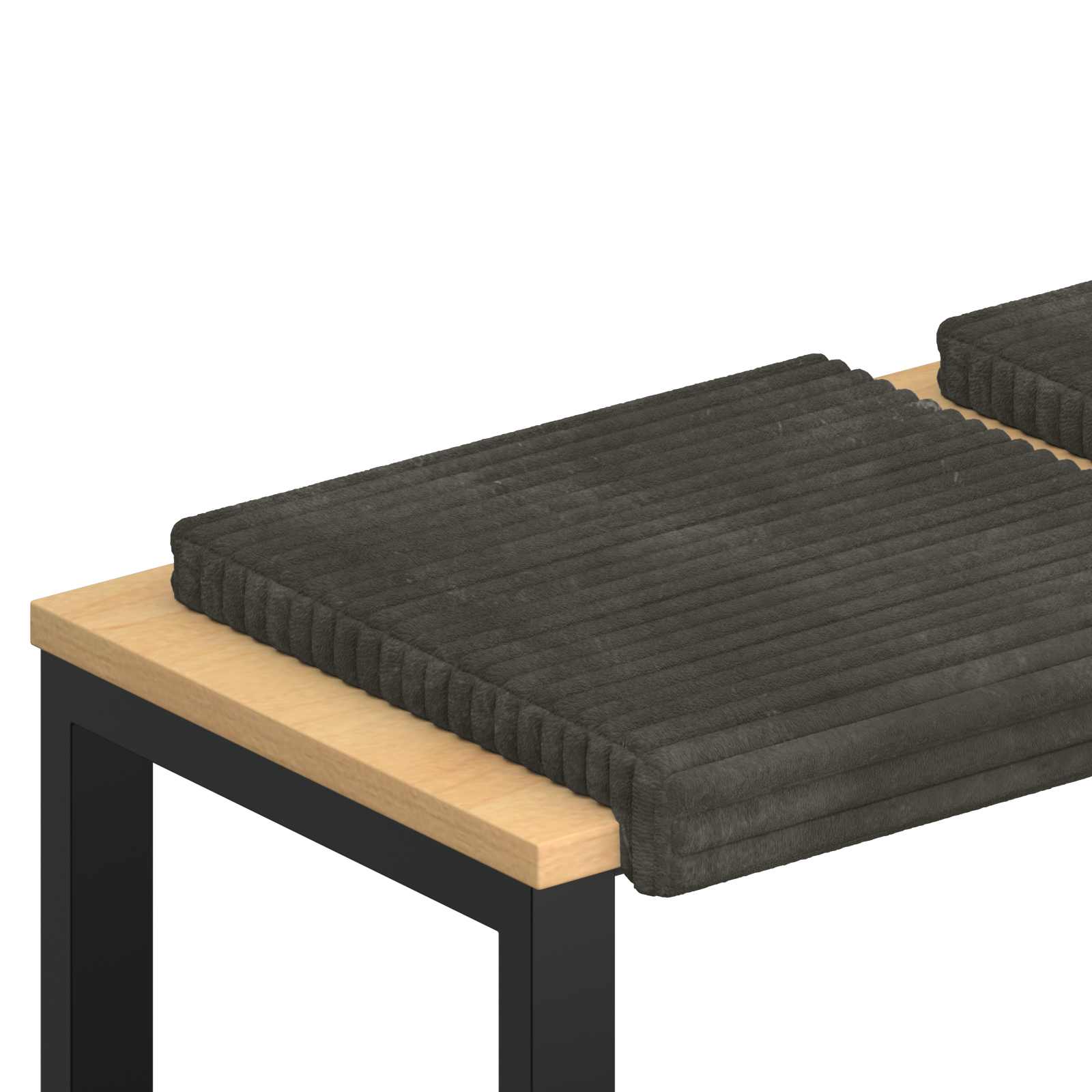 Bänk kudde 4 st Plush kordfløyel Antracit Djup 35 cm