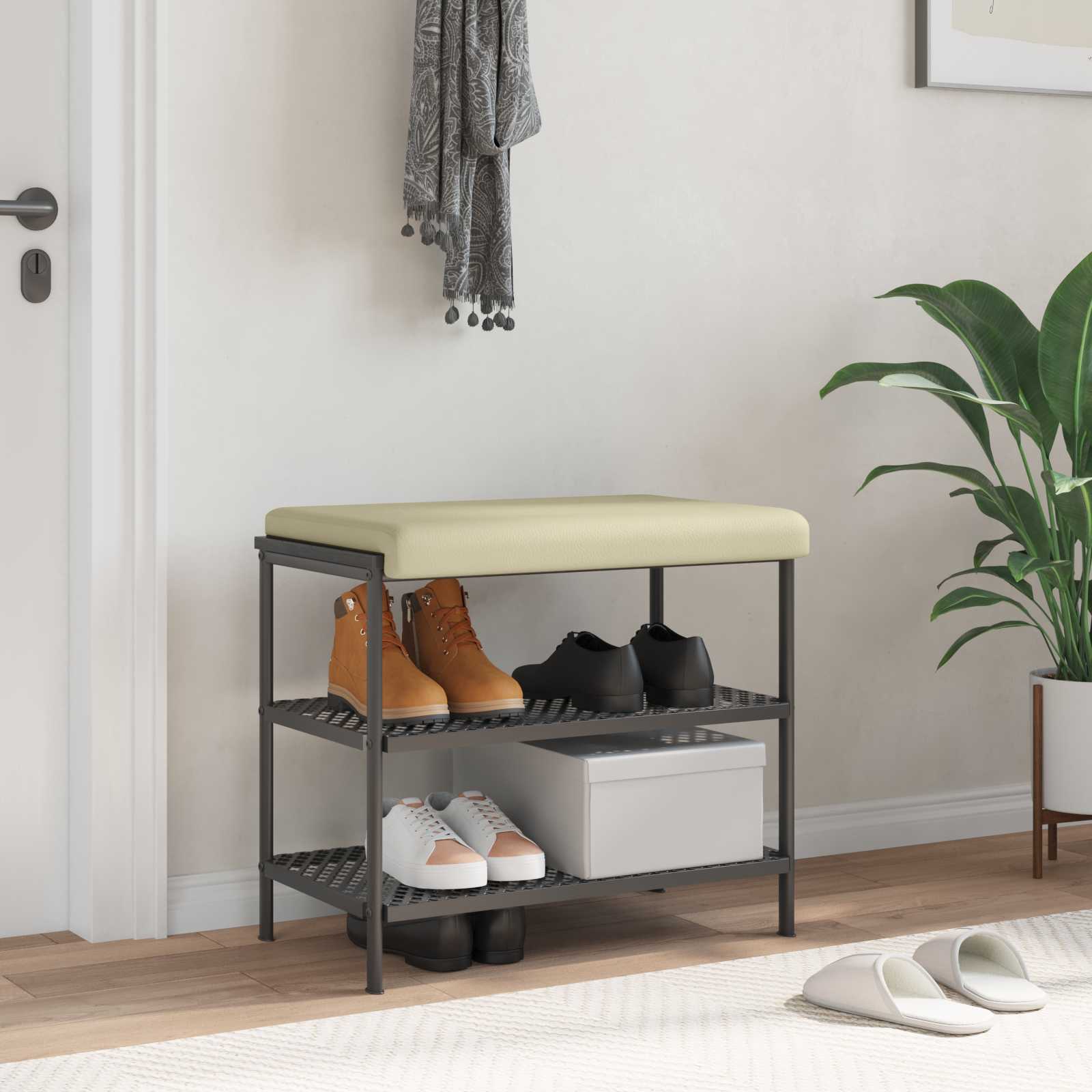 Bänk kudde Konstläder Gräddvit Djup 35 cm