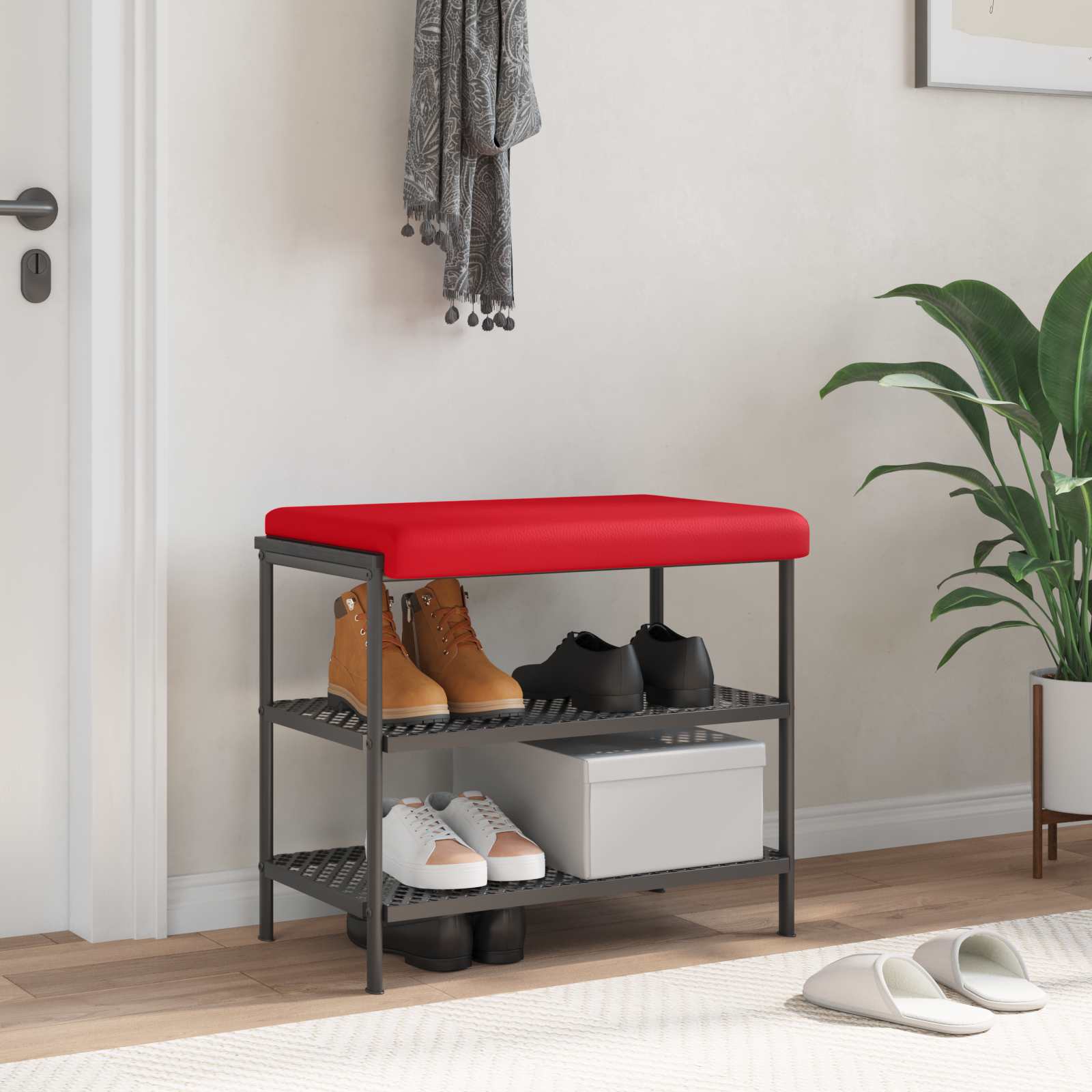 Bänk kudde Konstläder Röd Djup 35 cm