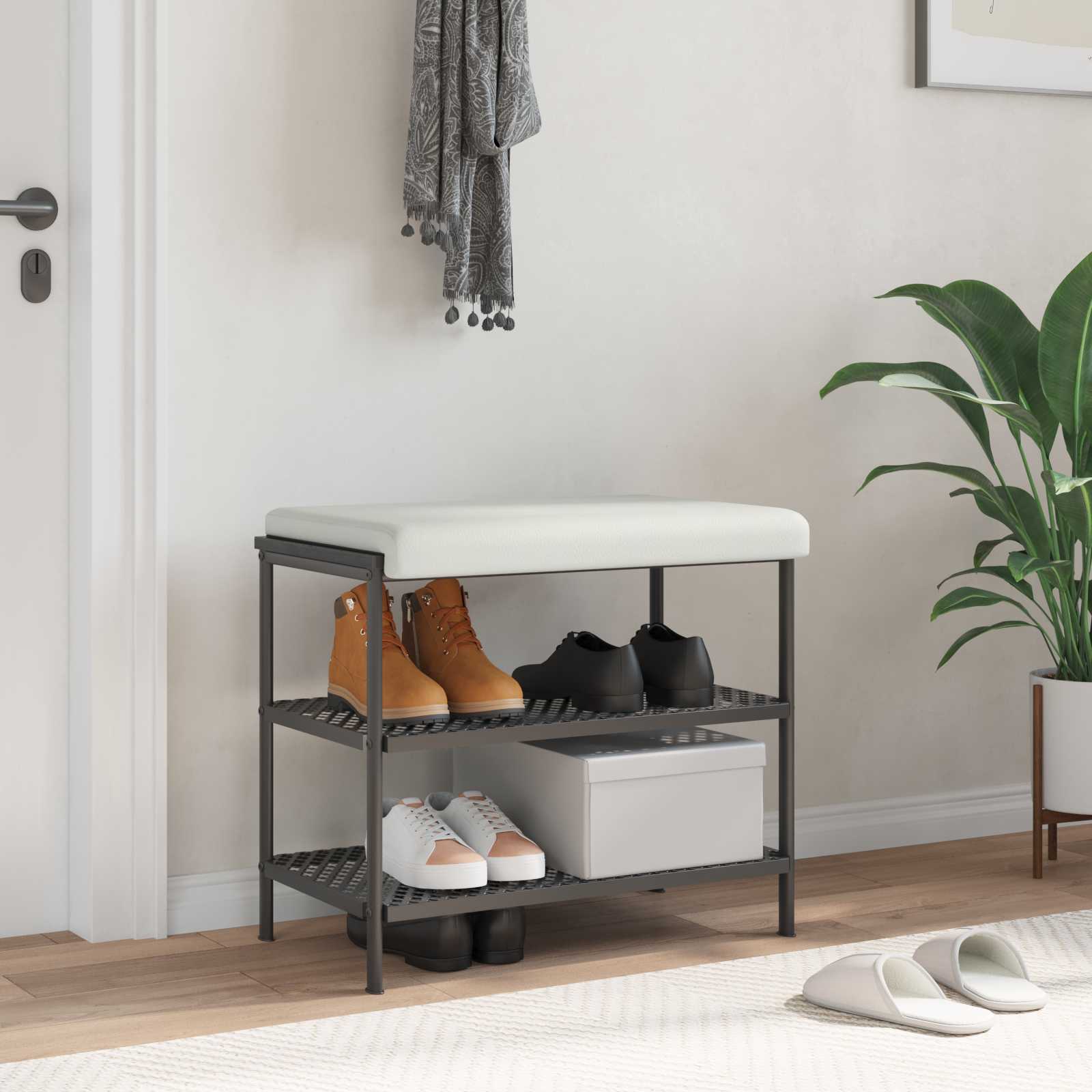 Bänk kudde Konstläder Vit Djup 35 cm