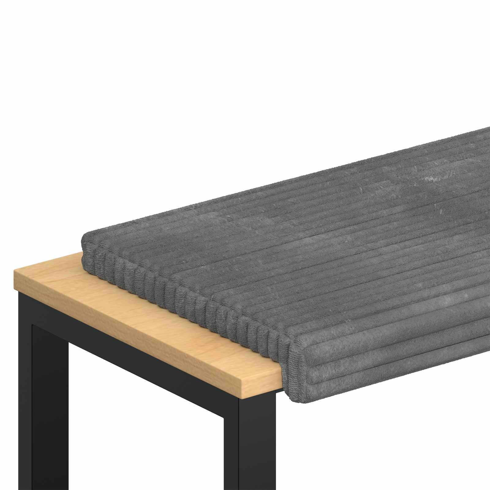 Bänk kudde Plush kordfløyel Ljusgrå Djup 35 cm