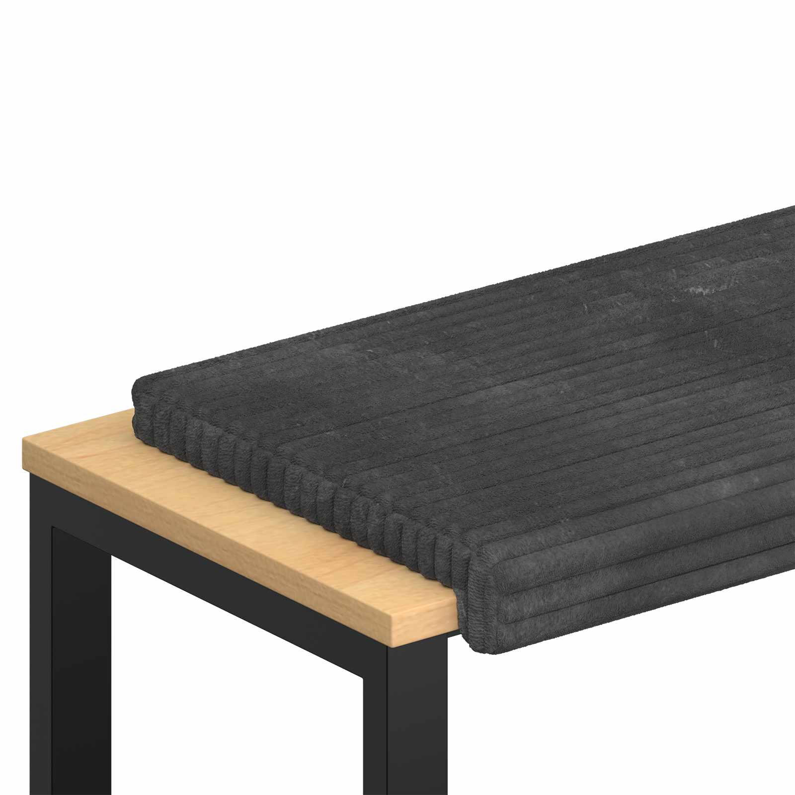 Bänk kudde Plush kordfløyel Mörkgrå Djup 35 cm