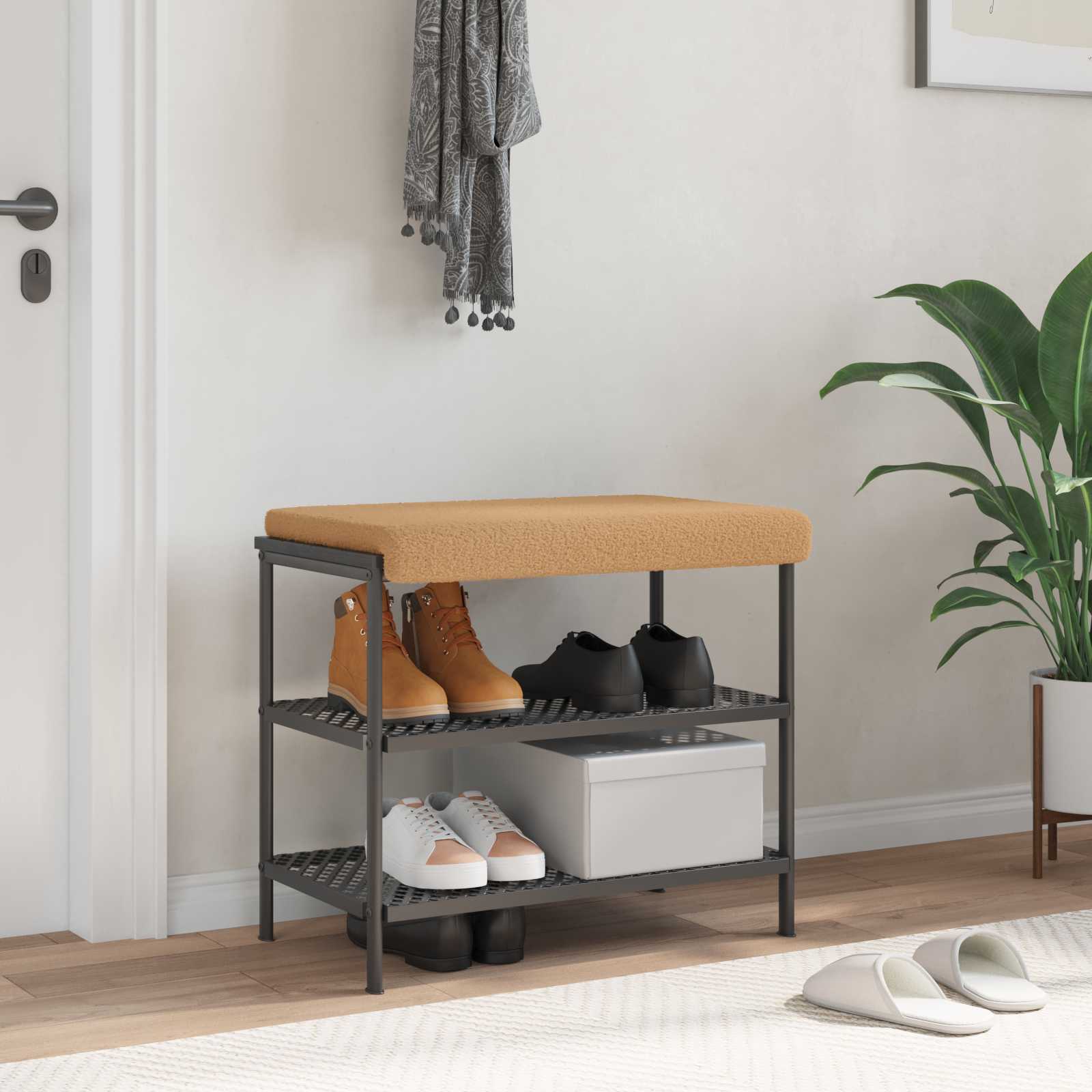 Bänk kudde Sherpa tyg Beige Djup 35 cm