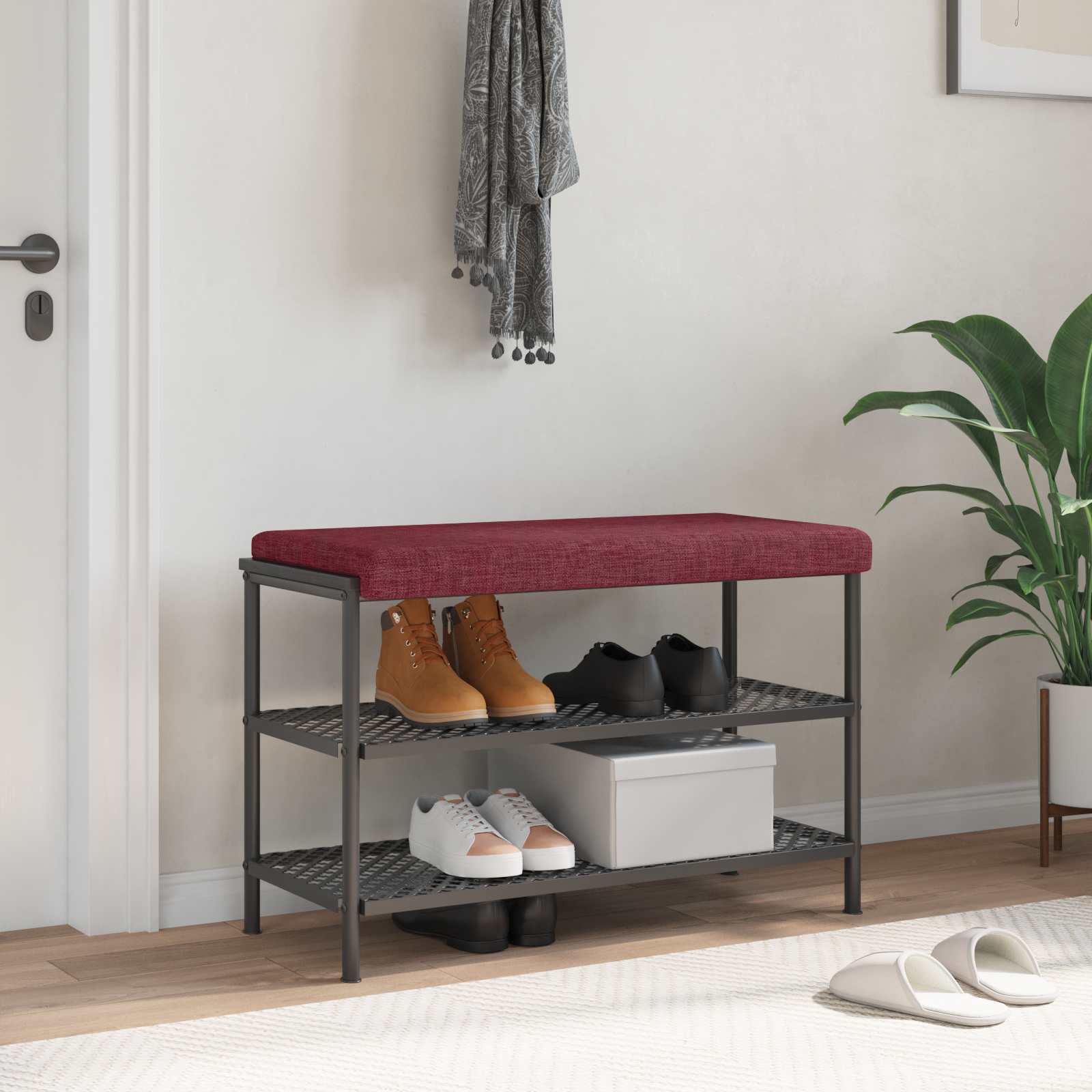 Bänk kudde Tyg Vinröd Djup 35 cm