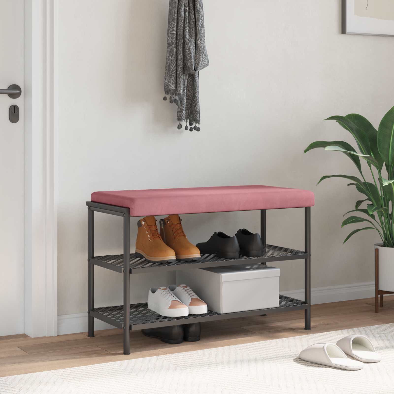 Bänk kudde Sammet Rosa Djup 35 cm