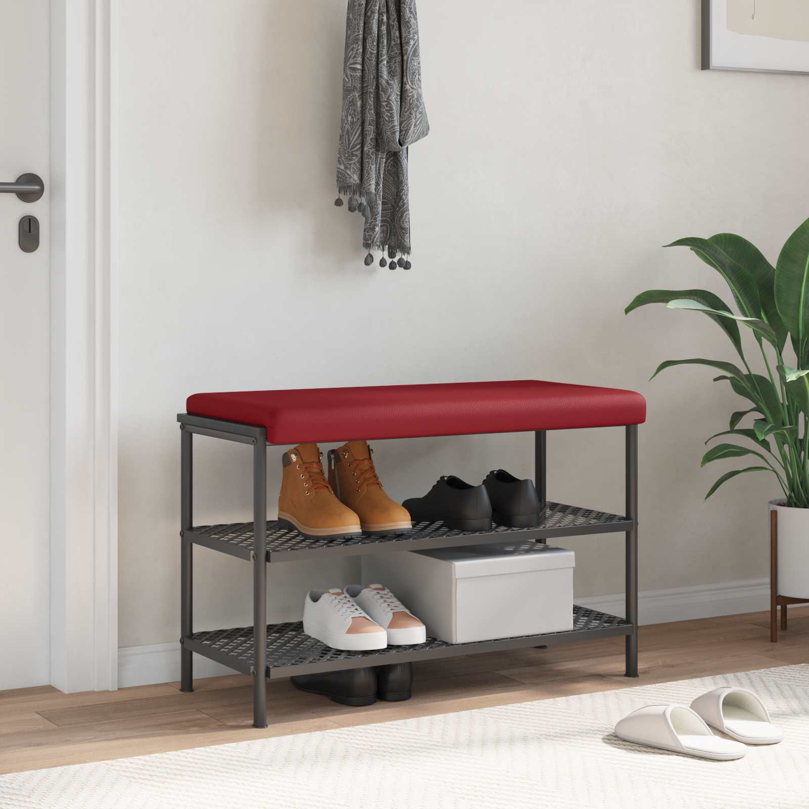 Bänk kudde Konstläder Vinröd Djup 35 cm