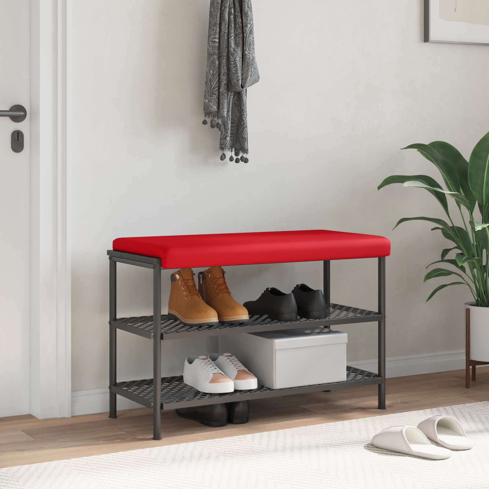 Bänk kudde Konstläder Röd Djup 35 cm