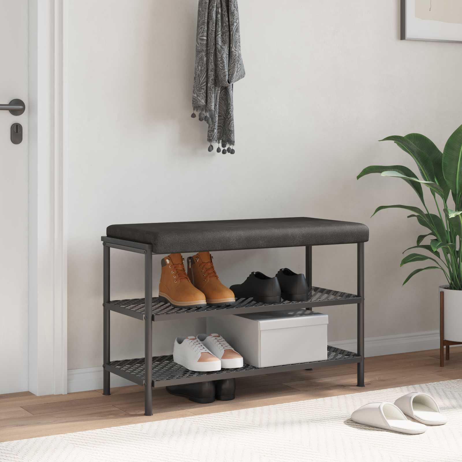 Bänk kudde Konstläder Svart Djup 35 cm