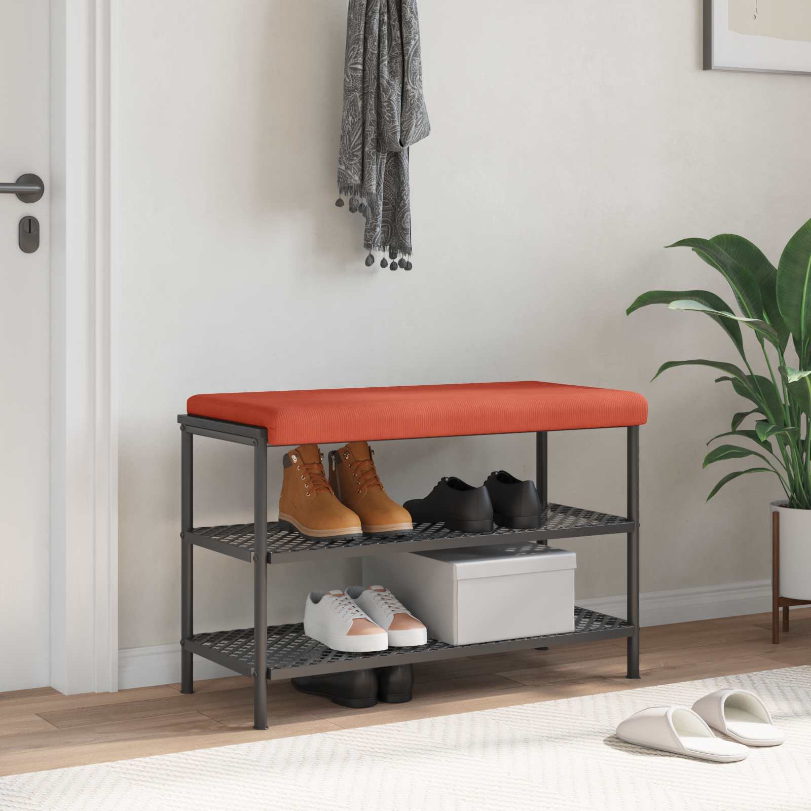 Bänk kudde manchester Röd orange Djup 35 cm