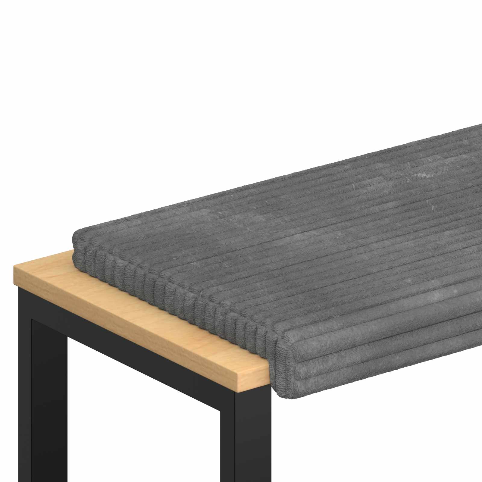 Bänk kudde Plush kordfløyel Ljusgrå Djup 35 cm