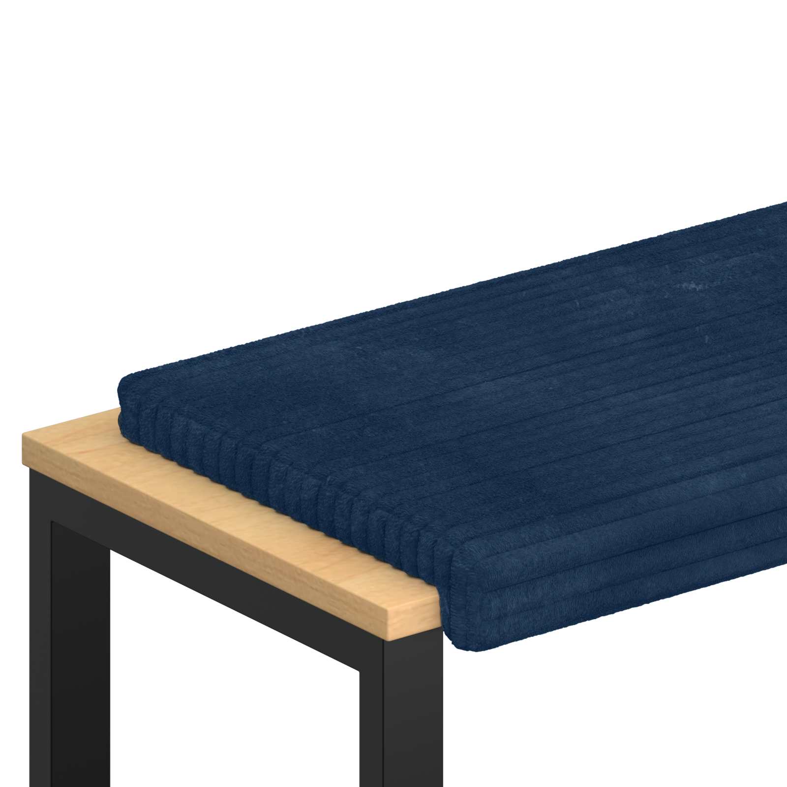 Bänk kudde Plush kordfløyel Mörkblå Djup 35 cm