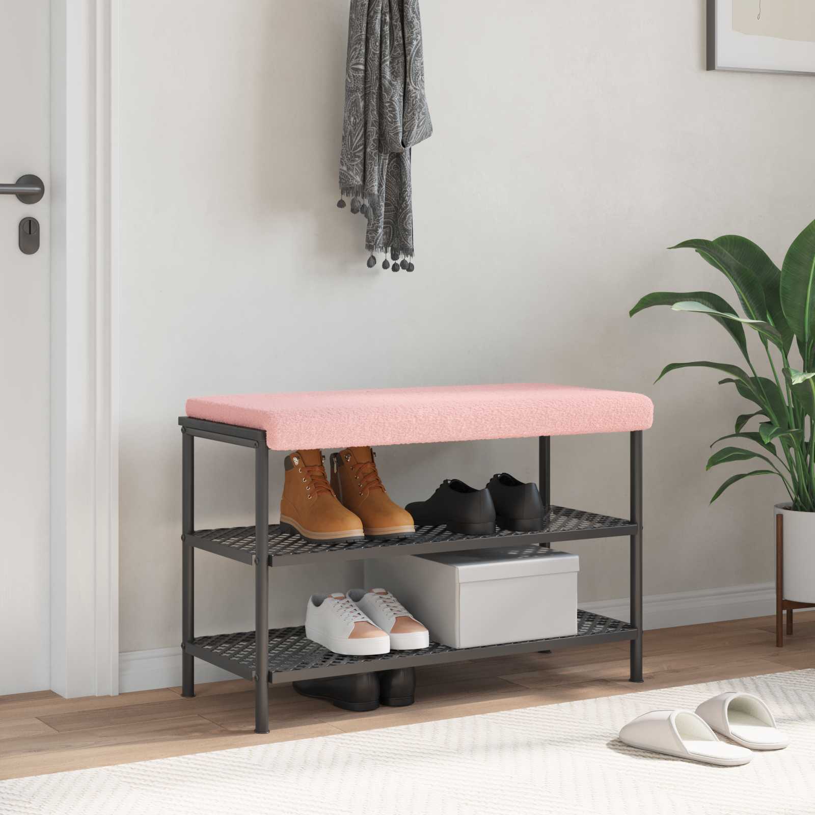 Bänk kudde Sherpa tyg Rosa Djup 35 cm