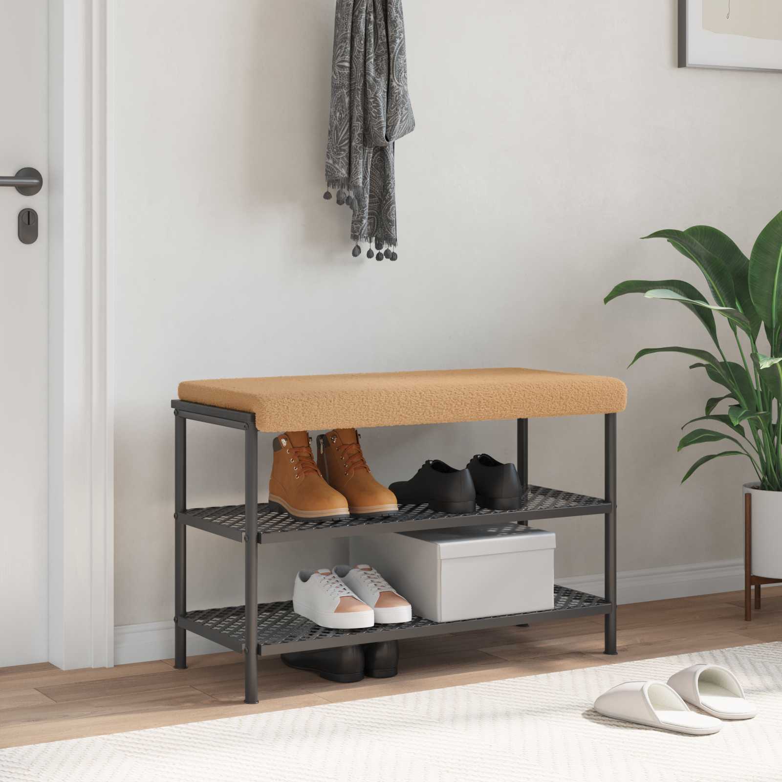 Bänk kudde Sherpa tyg Beige Djup 35 cm