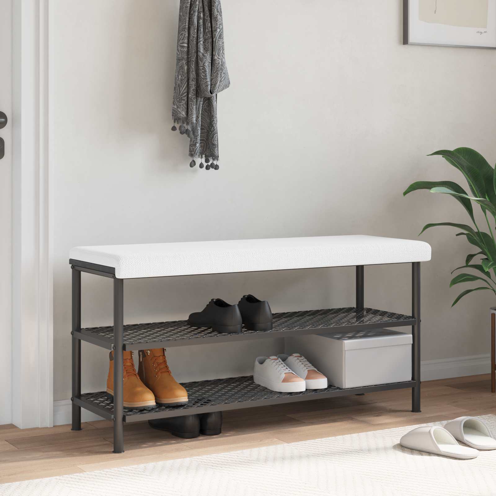 Bänk kudde Tyg Vit Djup 35 cm