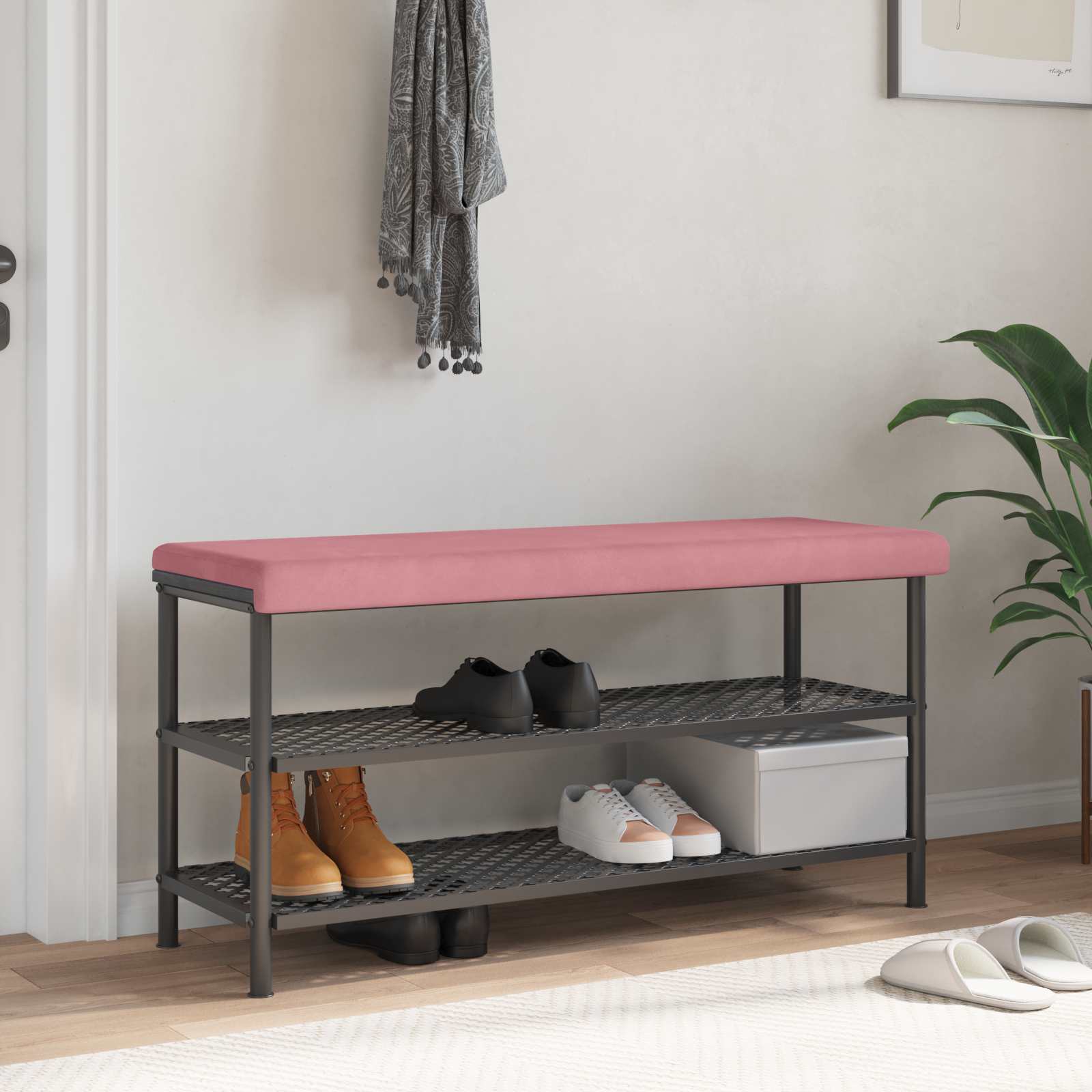 Bänk kudde Sammet Rosa Djup 35 cm
