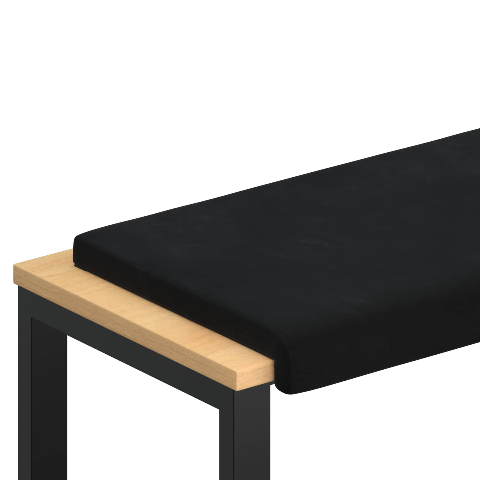 Bänk kudde Sammet Svart Djup 35 cm