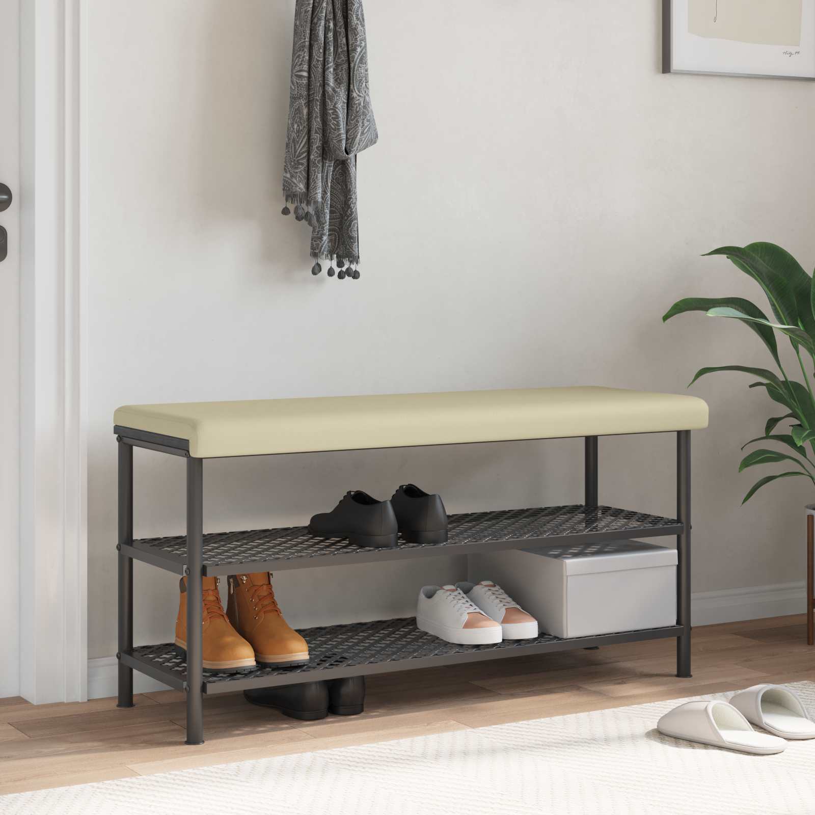 Bänk kudde Konstläder Gräddvit Djup 35 cm