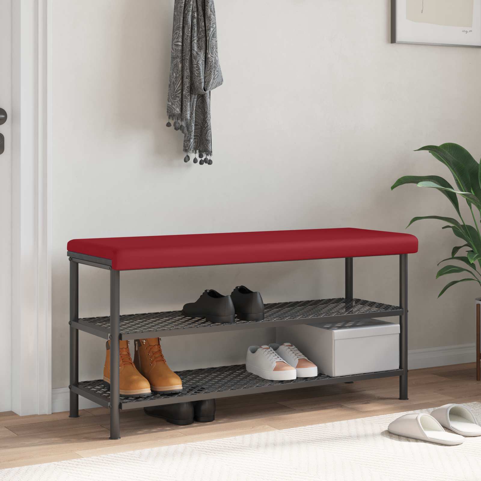 Bänk kudde Konstläder Vinröd Djup 35 cm