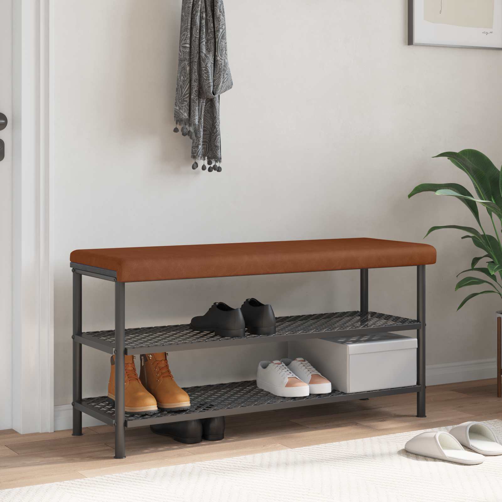 Bänk kudde Konstläder Brun Djup 35 cm