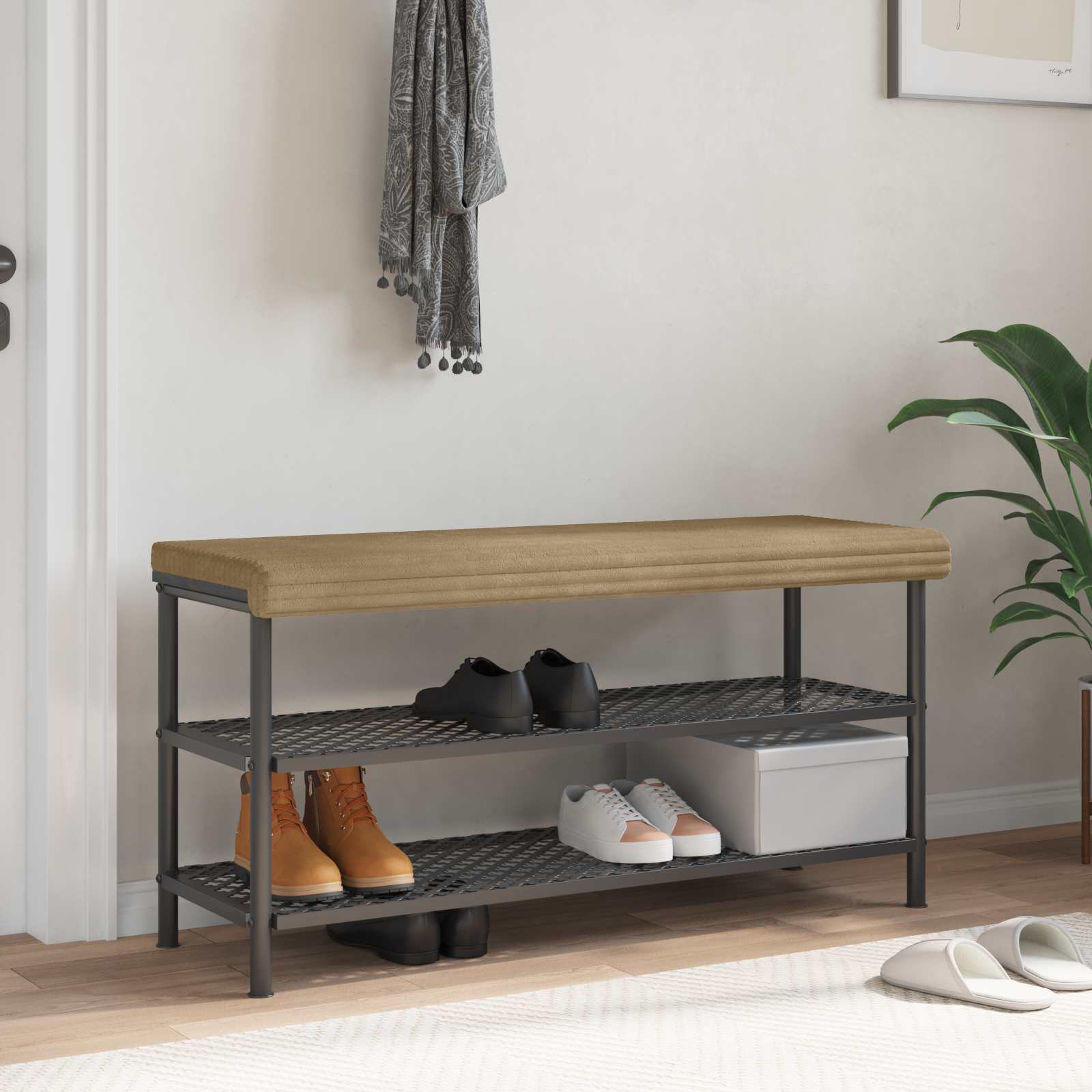 Bänk kudde Plush kordfløyel Taupe Djup 35 cm