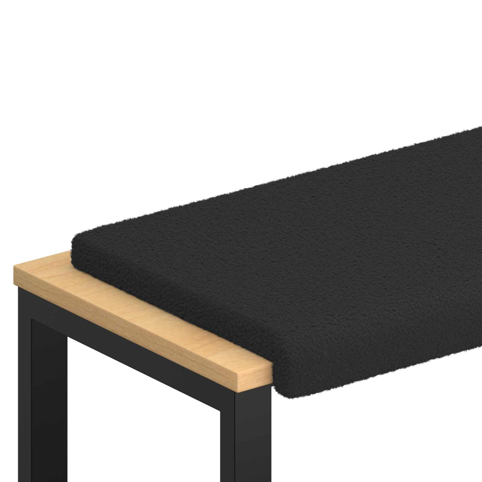 Bänk kudde Sherpa tyg Svart Djup 35 cm