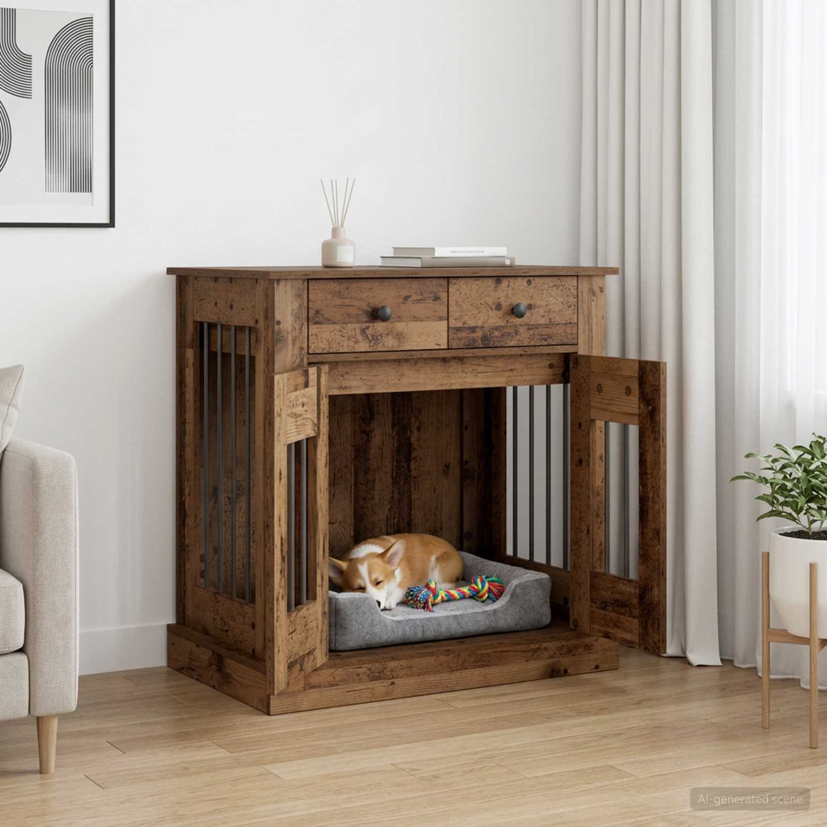 Hundbur möbel Gammalt trä 80 x 47,5 x 80 cm Konstruerat trä