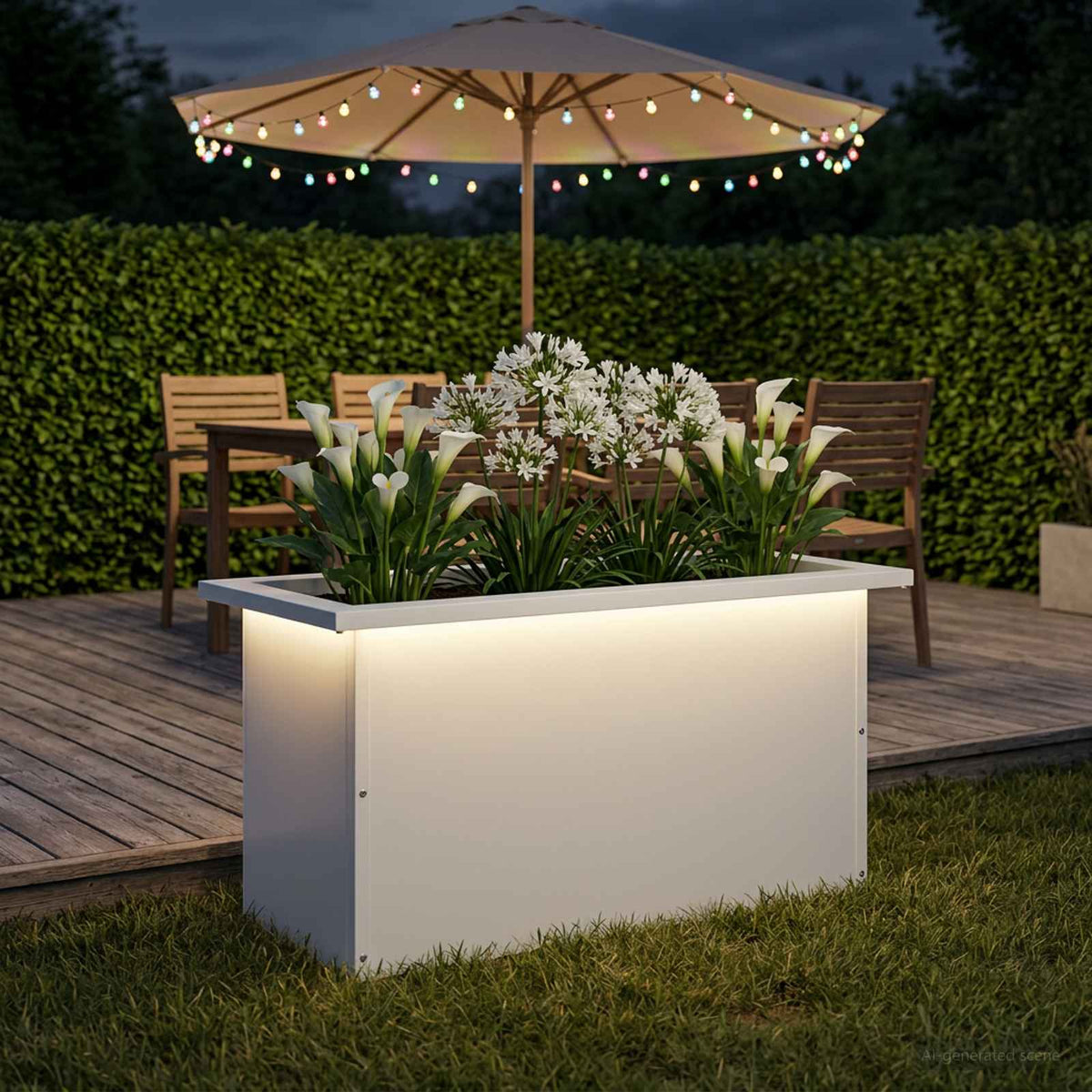 Odlingslåda med LED Vit 30 x 60 x 30 cm Stål