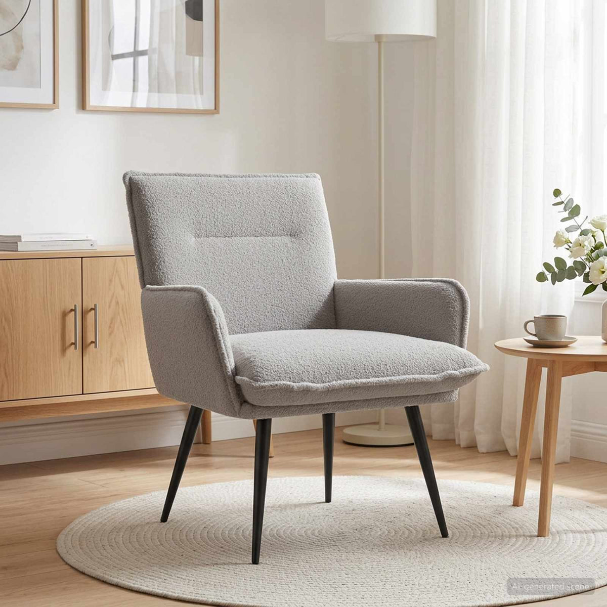 Fåtölj Ljusgrå Bouclé